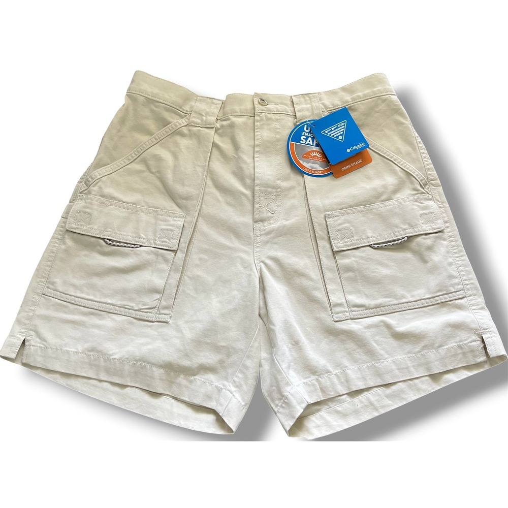 Columbia PFG Brewha II Shorts Mens Medium Fossil Beige Fishing Cargo New w/ Tags